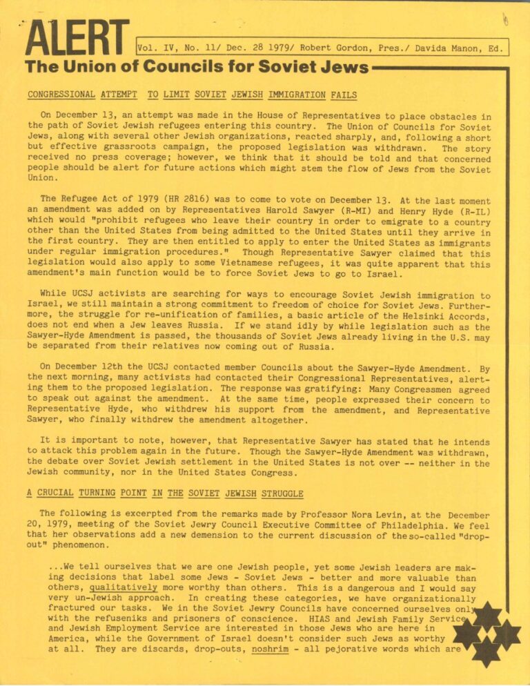 UCSJ Alert, December 28, 1979