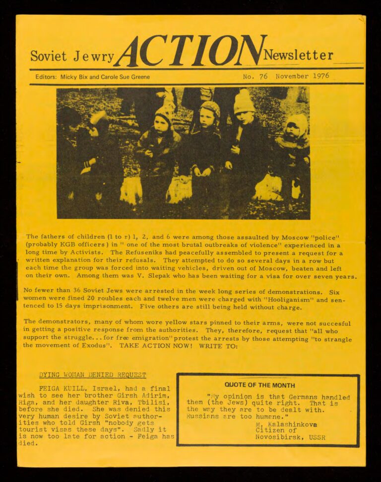 Soviet Jewry Report (Boston Action), November 1976